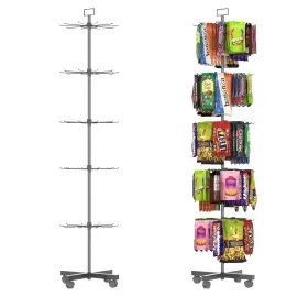 Yeooe 729604183406 Retail Display Racks 5 Tier Spinning Stand Movable Shop Spinner Rack