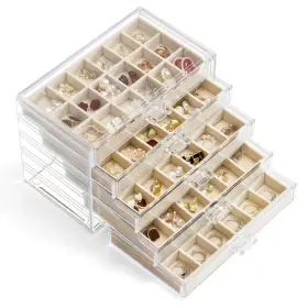 Yfrbo00715 Yufong Jewelry Organizer With 5 Drawers Clear Acrylic Earring Display Case Velvet Je