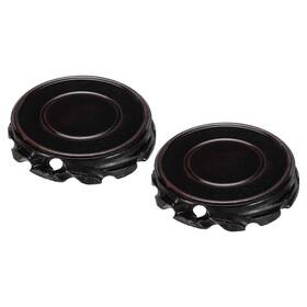 Zaplyte 743151066340 2 X Wooden Stand Holders Displays Base 100mm Diameter Black Brown For Vase Stone