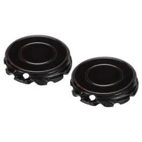 Zaplyte 743151066340 2 X Wooden Stand Holders Displays Base 100mm Diameter Black Brown For Vase Stone