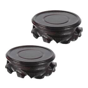 Zaplyte 743151345551 2pcs Wooden Stand Holders Displays Base 60mm Diameter Black For Stone