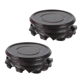 Zaplyte 743151345551 2pcs Wooden Stand Holders Displays Base 60mm Diameter Black For Stone