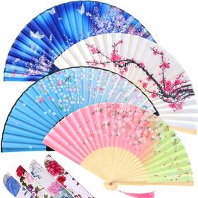 Zonon Zn-zonon-4287 4 Pack Handheld Floral Folding Fans Hand Held Silk As The Picture Shown