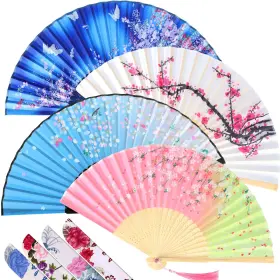 Zn-zonon-4287 Zonon 4 Pack Handheld Floral Folding Fans Hand Held Silk As The Picture Shown Zn-zonon-4287 Zonon 4 Pack Handheld Floral Folding Fans Hand Held Silk As The Picture Shown