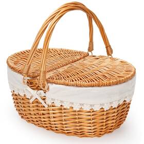 Zormy 974074732065 Wicker Picnic Basket With Removable Liner Empty Baskets Lid V Inch