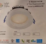 LOTUS-LL4RRG-41K-WH Thin Regressed 4" Round 14.5W Led 4100K White 95 Dimmable New. Price: $35.00.