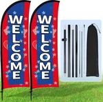 Buryeah 2 Sets Welcome Feather Flag Sign Kit 8 Ft Banners Swooper Fla... New. Price: $64.98.