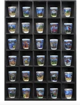 Tasse Verre 30 Shot Glass Shelf Display Case (2-PACK) Large Wooden Black. Price: $70.73.