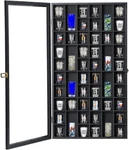Lockable Shot Glass Display Case Black Solid Wood 52 Slots Uv Protection New. Price: $103.90.