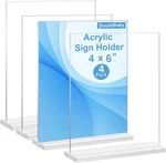 4 Pack X 6 Acrylic Double Side Sign Holder ,t Shape Plastic Menu Clear New. Price: $14.64.