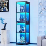 Glass Display Cabinet, 4-TIER Curio Cabinets With 3 Color Lights For Collecti... New. Price: $222.14.