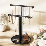 Jasopaco Necklace Rack Stand With Storage Tray 2 Rods T-shaped Black New. Price: $15.99.