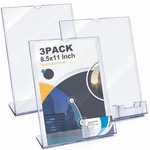 Geyee 8.5X11" Acrylic Sign Holder W/ Business Card Pocket, Clear Brochure Disp. New. Price: $47.57.