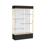 Spirit 48"W X 80"H 16"D Lighted Floor Case, White Back, Champagne Finish... New. Price: $3711.32.