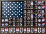 Shot Glass Display Case With American Flag, 60 Slots, 33.5*25.3'', Wooden Body New. Price: $125.99.