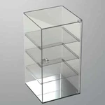 Clear Acrylic 3 Shelf Rotating Lockable Display Case 10" X 19" New. Price: $206.28.