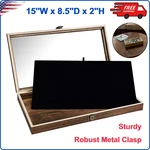 Wooden Jewelry Display Case With Tempered Glass Top Lid & Removable Pad New. Price: $30.34.