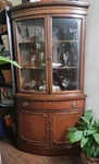 Antique American Mahogany China Cabinet Triangulated Display Corner Glass Doors Used. Price: $349.99.