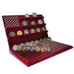 Mocas Challenge Coin Display Stand, 13-ROW Solid Wood Military Burgundy. Price: $63.99.