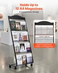 Vevor Brochure Display Rack, 4-TIER Magazine Literature Stand With Wheel New. Price: $73.95.