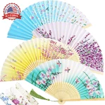 Zonon 4 Pack Floral Folding Fans Silk Bamboo With Tassel New. Price: $16.23.