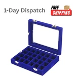 Myjell 24 Slot Velvet Glass Jewelry Box Organizer Earrings Tray Blue New. Price: $14.94.