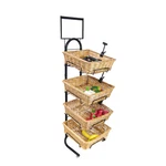 4 Tier Basket Stand Sign Clips Wicker Bakery Rack Produce Food Floor Display New. Price: $97.77.