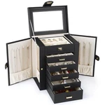 Kendal Black 6-LAYER Large Leather Jewelry Box Watch Organizer W/ Mirror New. Price: $43.99.