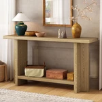 Side Table Ash Veneer T-shaped Legs Display Shelf With Lower Storage New. Price: $312.00.