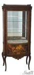 L72780: Paines Vernis Martin Bow Front Mahogany Vitrine Display Cabinet Used. Price: $2495.00.