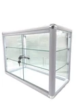 Elegant White Aluminum Display Table Top Tempered Glass Showcase With Led Lights New. Price: $199.65.