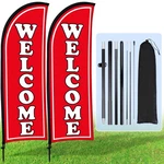 Buryeah 2 Sets Welcome Feather Flag Sign Kit 8 Ft Banners Swooper New. Price: $66.42.