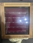 American Railroading Shot Glass Display Case Solid Wood Used. Price: $40.00.