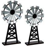 Set Of 2 Wooden Farmhouse Windmill Table Top Decor Small Distressed Blac... New. Price: $15.05.