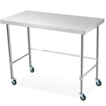 Garveetech Stainless Steel Table Without Bottom Shelf 48X24 Inch Wheels Open. Price: $181.27.
