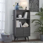 Modway Render Mid-century Modern Display Cabinet Bookshelf Charcoal New. Price: $171.37.
