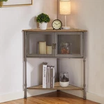 Vecelo Corner Cabinet/table 3-TIER Display Shelves Protection Door Metal Frame New. Price: $97.94.