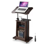 Yescom Wood Podium Stand With 4-360 Lockable Wheels Pulpits For Churches Brown New. Price: $117.90.