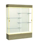 Reliant 60"W X 80"H 16"D Lighted Floor Case, Plaque Back, Champagne... New. Price: $4763.81.