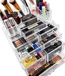 Sorbus Acrylic Cosmetics Makeup And Jewelry Storage Case Display Sets Interlock New. Price: $64.99.